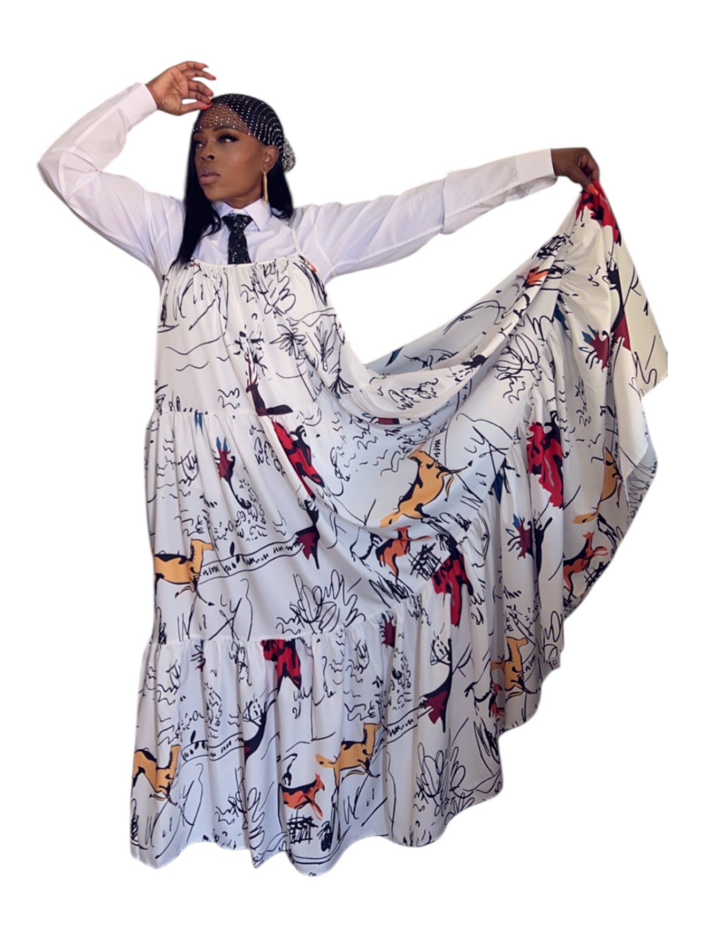 Walking art maxi dress