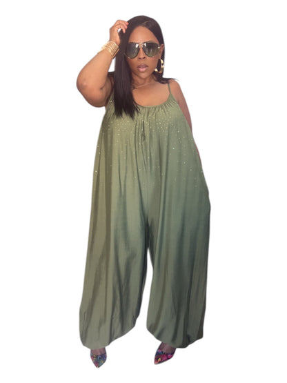 Luxe olive studied romper