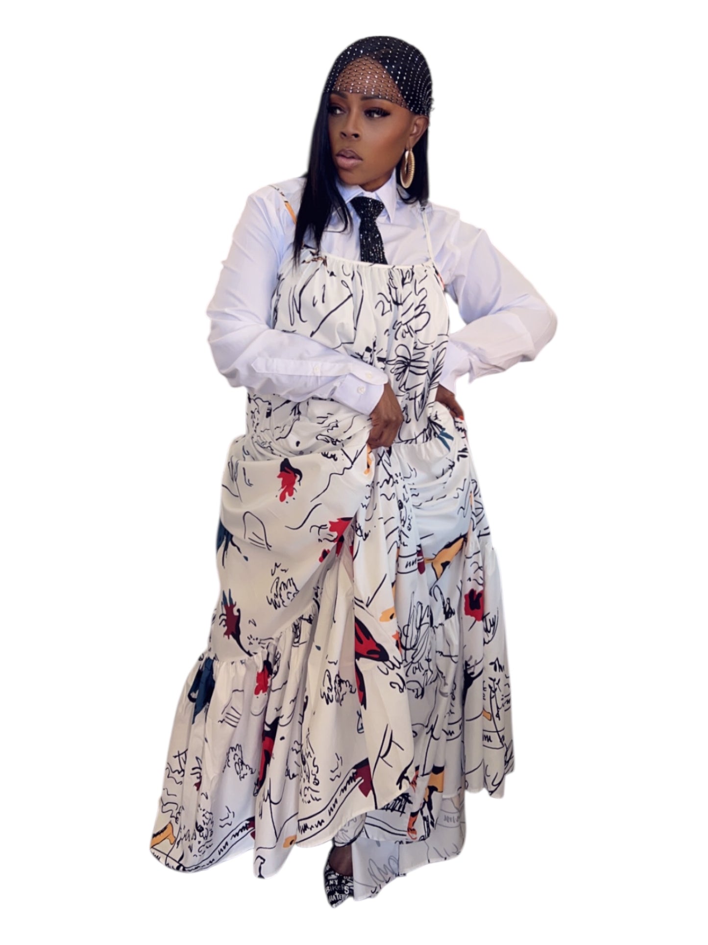 Walking art maxi dress