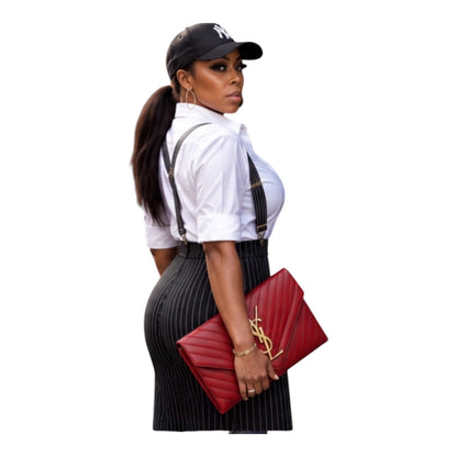 Miss Janet and striped maxi skirt