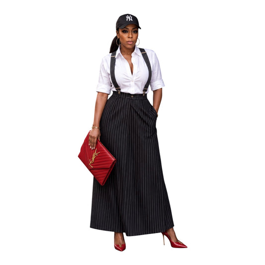 Miss Janet and striped maxi skirt